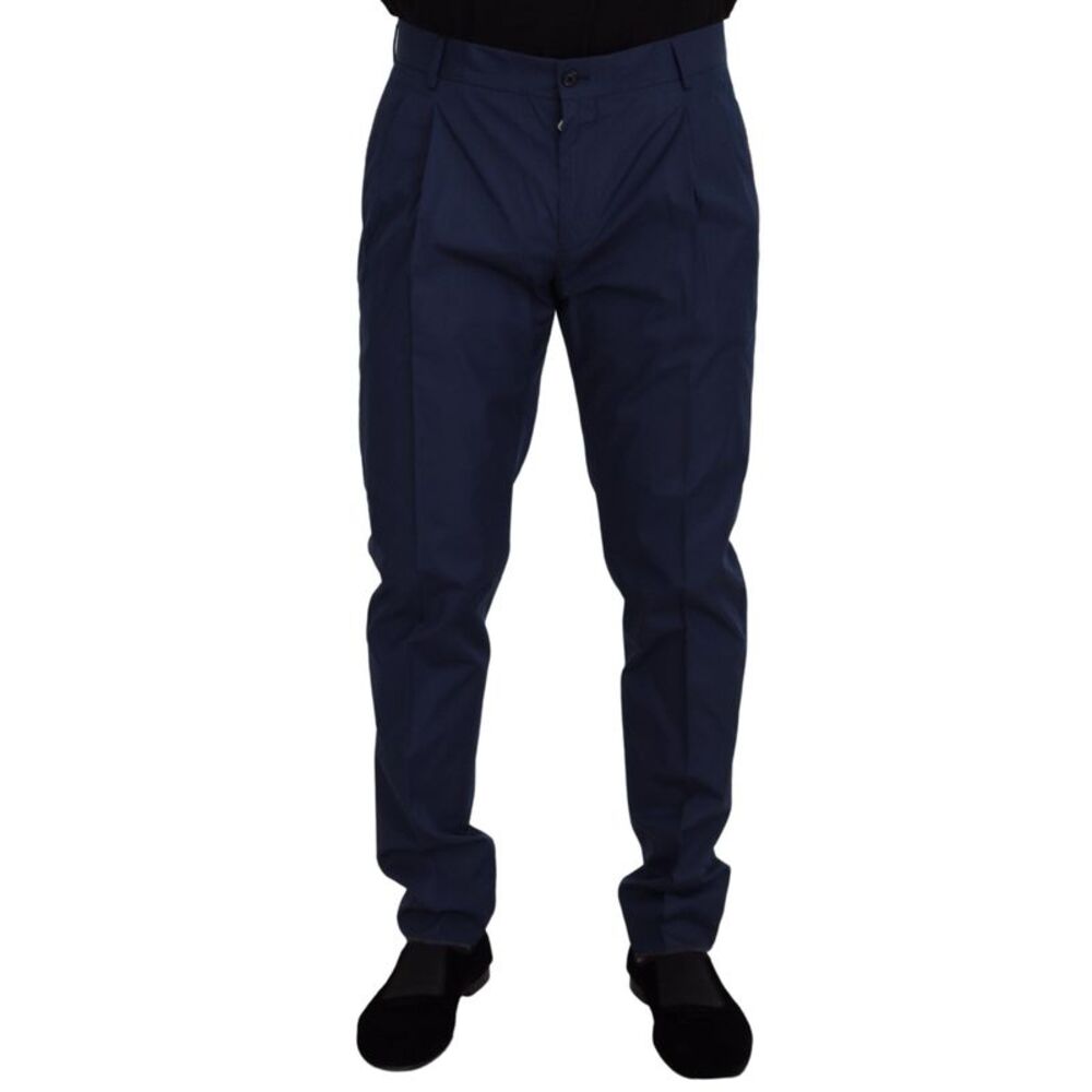 Dolce & Gabbana Blue Cotton Silk Trousers Chinos Men's Pants - Picture 1 of 6